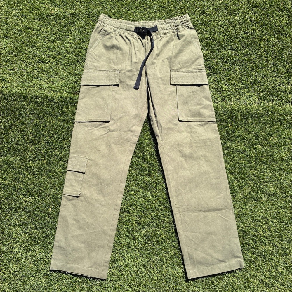 NWT Richie Le Medium Olive Green Cargo Pants Elastic Waist Belted Utility Hiking